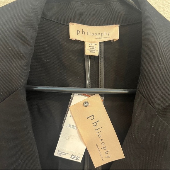 NEW Philosophy black size xsmall black blazer button front - Picture 9 of 9